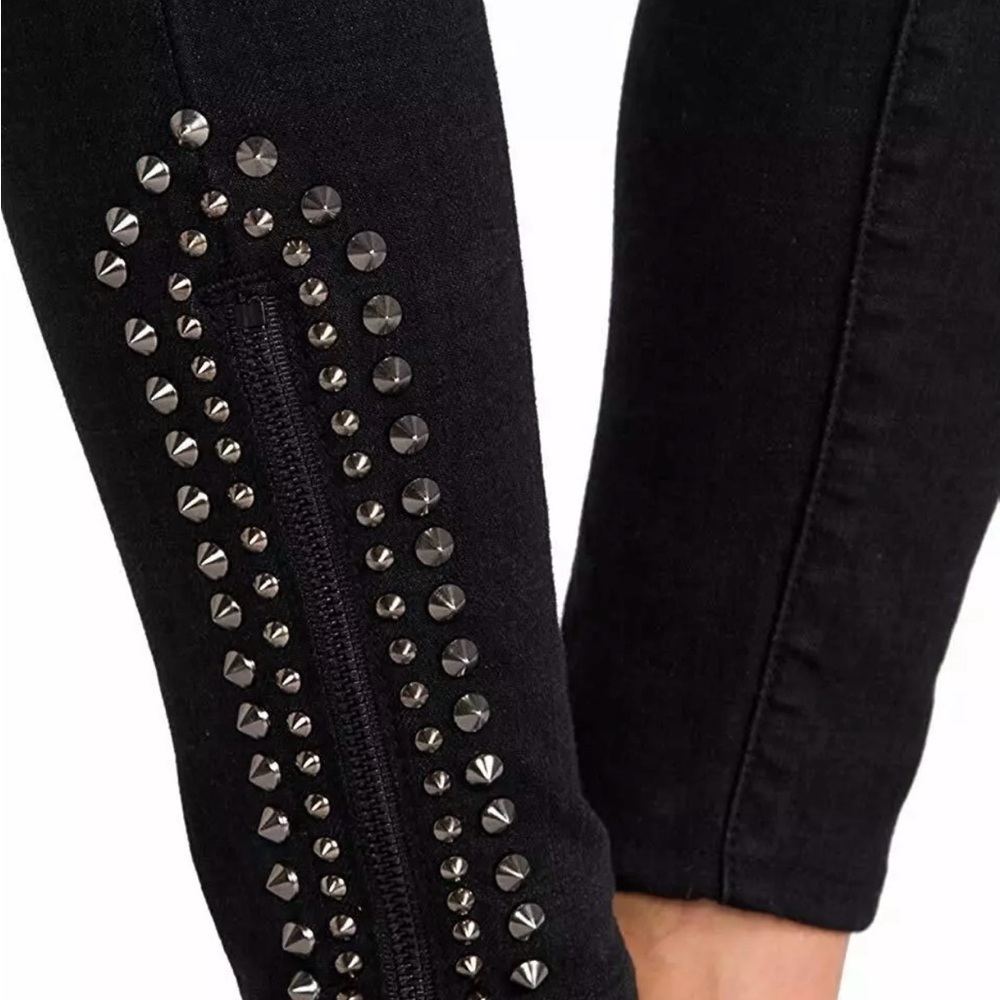 Current/Elliot “The Zip Stiletto” Washed Black Skinny Jeans with Studs – Size 25
